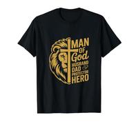 Diseño de Fuerza para Hombre de Dios, Esposo y Papá Camiseta gráfica económica, Hombre, Negro, S