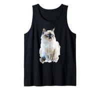 Diseño de Gato Birmano con Ojos Azules, felino y Amante de Las Mascotas Camiseta sin Mangas