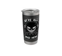 Diseño de gato de Cheshire con diseño de gato We're All Mad Here Vaso térmico de acero inoxidable de doble pared