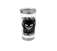 Diseño de gato de Cheshire con diseño de gato We're All Mad Here Vaso térmico de acero inoxidable de doble pared