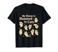 Diseño de Gato de Halloween con Texto en inglés My House is Haunted by Cats Camiseta