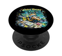 Diseño de Gato de teoría del Caos - Gato científico Nerd PopSockets PopGrip Adhesivo