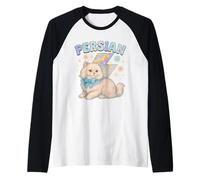 Diseño de Gato Persa Y2K con Arco y Rayo Camiseta Manga Raglan