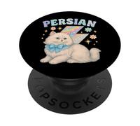 Diseño de Gato Persa Y2K con Arco y Rayo PopSockets PopGrip Adhesivo