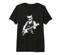 Diseño de Gato Tocando bajo y usando Gafas de Sol Camiseta Premium