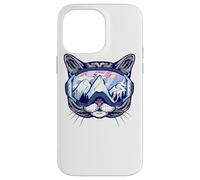 Diseño de Gatos con Gafas de esquí y montañas de esquí como Atuendo para esquís Carcasa para iPhone 14 Pro MAX