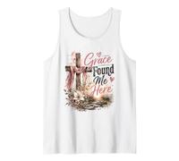 Diseño de Grace Found Me Here Christian Cross Camiseta sin Mangas