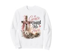 Diseño de Grace Found Me Here Christian Cross Sudadera