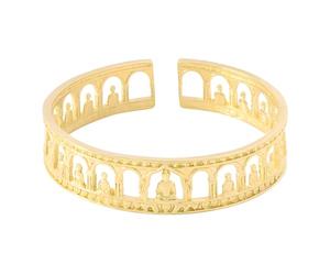 Diseño de gruta antigua, elegante latón budista ajustable para yoga y templo de gruta de atención plena, talla única, como se describe
