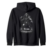 Diseño de Guerrero Calavera bárbara Vintage 90s Washout Sudadera con Capucha