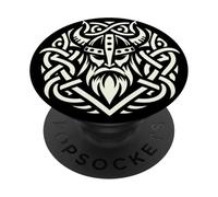 Diseño de Guerrero Vikingo Celta, mitología nórdica, Arte de Nudos PopSockets PopGrip Adhesivo