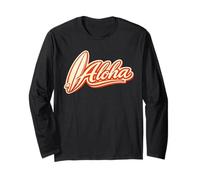 Diseño de Guion Aloha Retro Surf Hawaii Tropical Beach Manga Larga