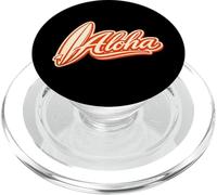 Diseño de Guion Aloha Retro Surf Hawaii Tropical Beach PopSockets PopGrip para MagSafe