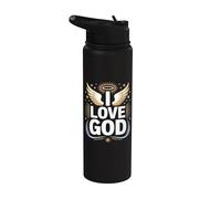 Diseño de halo divino de I Love God Angelic Wings Stainless Steel Insulated Water Bottle