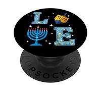 Diseño de Hanukkah Love Menorah Dreidel PopSockets PopGrip Adhesivo