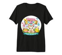 Diseño de Happy Easter Bunny Chick Hopping Into Spring Camiseta Premium