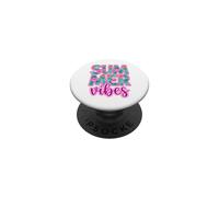 Diseño de Hojas de Palmera de Hibisco Tropical Summer Vibes PopSockets PopGrip Adhesivo