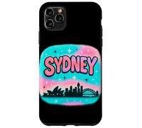 Diseño de horizonte de la ciudad de Sydney con letras de burbujas pastel y estrellas Carcasa para iPhone 11 Pro Max