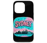 Diseño de horizonte de la ciudad de Sydney con letras de burbujas pastel y estrellas Carcasa para iPhone 13 Pro