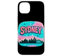 Diseño de horizonte de la ciudad de Sydney con letras de burbujas pastel y estrellas Carcasa para iPhone 14 Plus