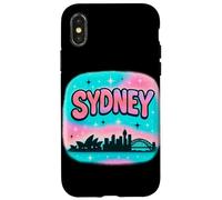Diseño de horizonte de la ciudad de Sydney con letras de burbujas pastel y estrellas Carcasa para iPhone X/XS