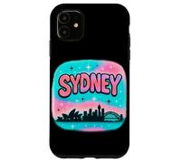 Diseño de horizonte de la ciudad de Sydney con letras de burbujas pastel y estrellas Carcasa para iPhone 11
