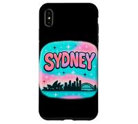 Diseño de horizonte de la ciudad de Sydney con letras de burbujas pastel y estrellas Carcasa para iPhone XS Max
