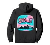 Diseño de horizonte de la ciudad de Sydney con letras de burbujas pastel y estrellas Sudadera con Capucha