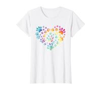 Diseño de Huella de Perro, Perro, Mascota, diseño de Huellas, Idea de Regalo Camiseta gráfica económica, Mujer, Blanco, L