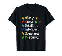 Diseño de huellas de manos de rompecabezas de concienciación sobre el autismo siempre único Camiseta