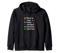 Diseño de huellas de manos de rompecabezas de concienciación sobre el autismo siempre único Sudadera con Capucha