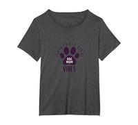 Diseño de Huellas de Perro mamá Vibes para Amantes de Las Mascotas Camiseta, Mujer Tallas Grandes, Jaspeado Oscuro, 1XL Grande