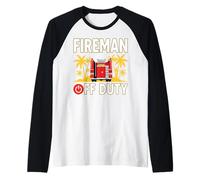Diseño de Humor Tropical Fuera de Servicio Bombero Camiseta Manga Raglan