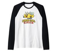 Diseño de Humor Vintage con Mosca de Mantequilla para propagar Amor, no gérmenes Camiseta Manga Raglan