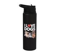 Diseño de «I Love Dogs», bonito compañero para cachorros Stainless Steel Insulated Water Bottle
