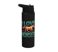 Diseño de I Love Horses Galloping Joy Stainless Steel Insulated Water Bottle