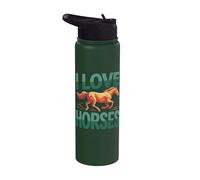 Diseño de I Love Horses Galloping Joy Stainless Steel Insulated Water Bottle