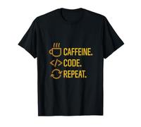 Diseño de impresión gráfica de tecnología de Letrero de neón de repetición de código de cafeína Camiseta
