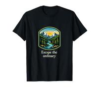 Diseño de Insignia de Escape The Ordinary Camping Mountain Camiseta