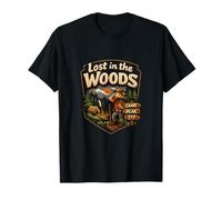 Diseño de Insignia de Lost in The Woods Camping Mountain Camiseta