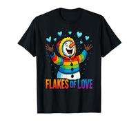 Diseño de Invierno Flakes of Love Rainbow Snowman Pride Camiseta