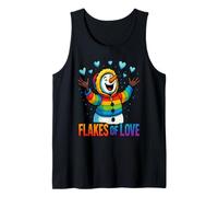 Diseño de Invierno Flakes of Love Rainbow Snowman Pride Camiseta sin Mangas