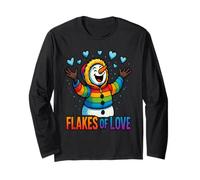 Diseño de Invierno Flakes of Love Rainbow Snowman Pride Manga Larga