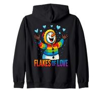 Diseño de Invierno Flakes of Love Rainbow Snowman Pride Sudadera con Capucha