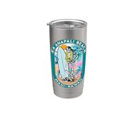 Diseño de Kaanapali Beach Maui Hawaii Skeleton Surfer Dude Vaso térmico de acero inoxidable de doble pared