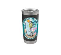 Diseño de Kaanapali Beach Maui Hawaii Skeleton Surfer Dude Vaso térmico de acero inoxidable de doble pared