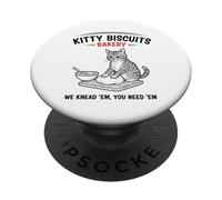 Diseño de Kitty Biscuits Bakery We Knead Em para Amantes de los Gatos PopSockets PopGrip Adhesivo