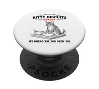 Diseño de Kitty Biscuits Bakery We Knead Em para Amantes de los Gatos PopSockets PopGrip Adhesivo