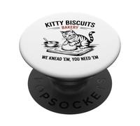 Diseño de Kitty Biscuits Bakery We Knead Em para Amantes de los Gatos PopSockets PopGrip Adhesivo