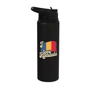 Diseño de la bandera de Rumania I Love | Gráfico del orgullo rumano Stainless Steel Insulated Water Bottle